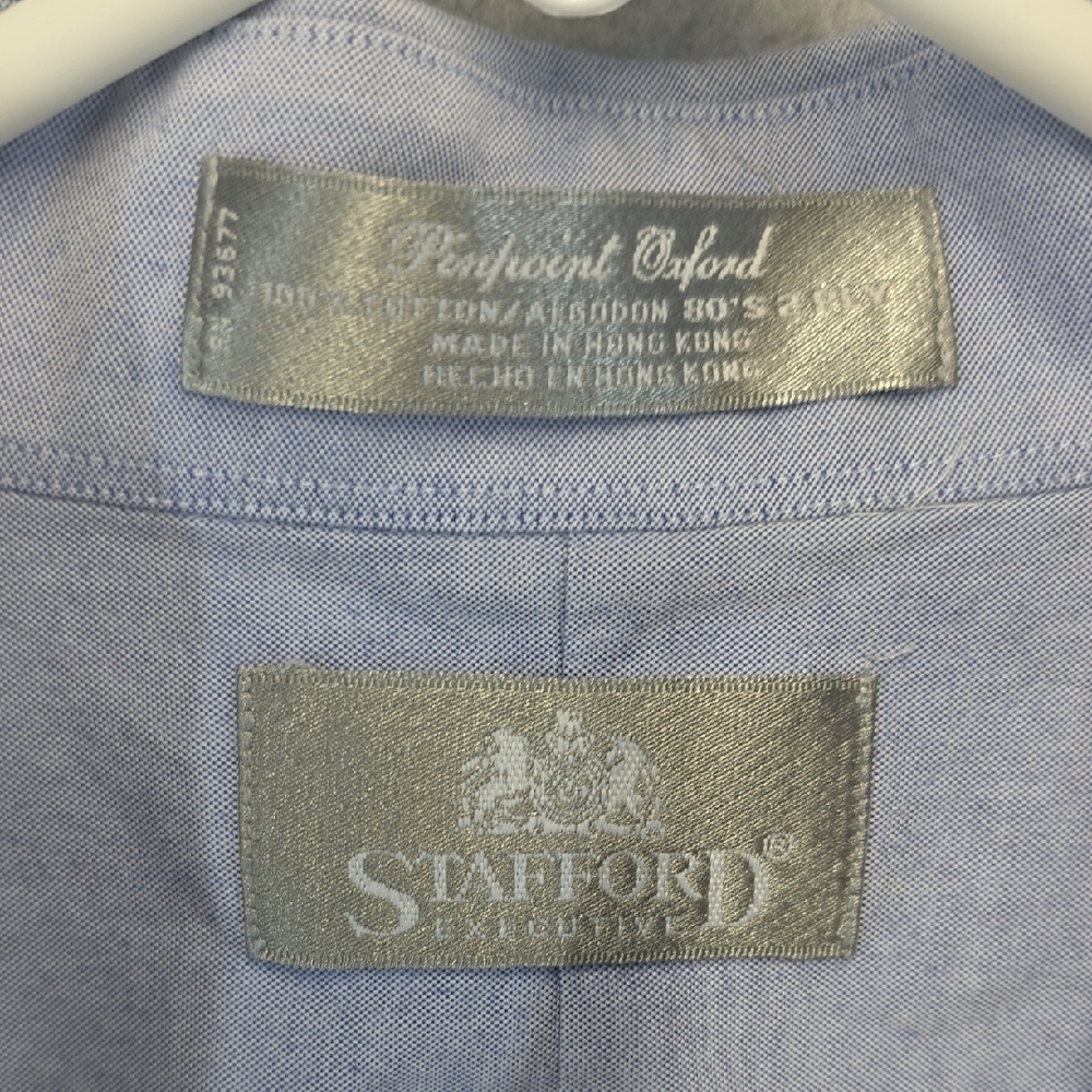 Stafford Oxford Light Blue Button Down Shirt Vintage Men’s 17 35 - Picture 2 of 7